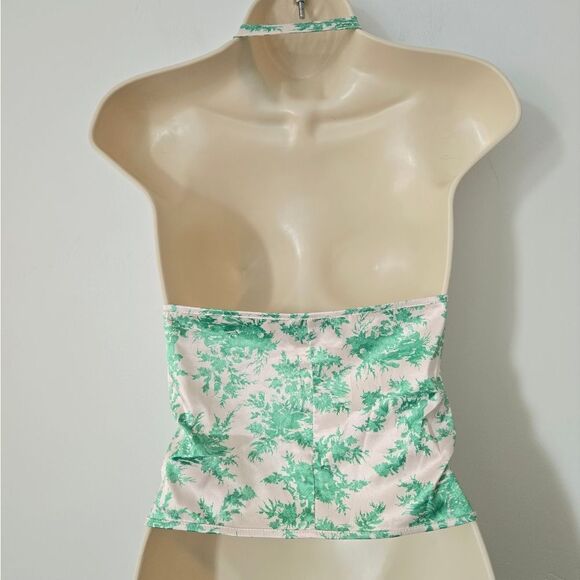 Asos Design Stretch Satin Top With Scarf Hem and Cross Halter Neck - Picture 5 of 8